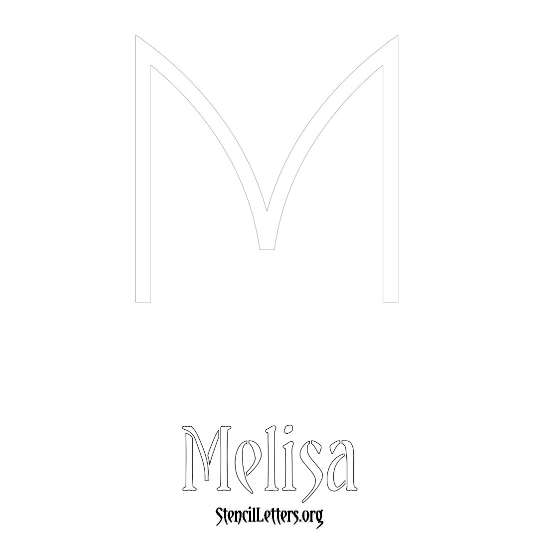 Melisa printable name initial stencil in Simple Elegant Lettering