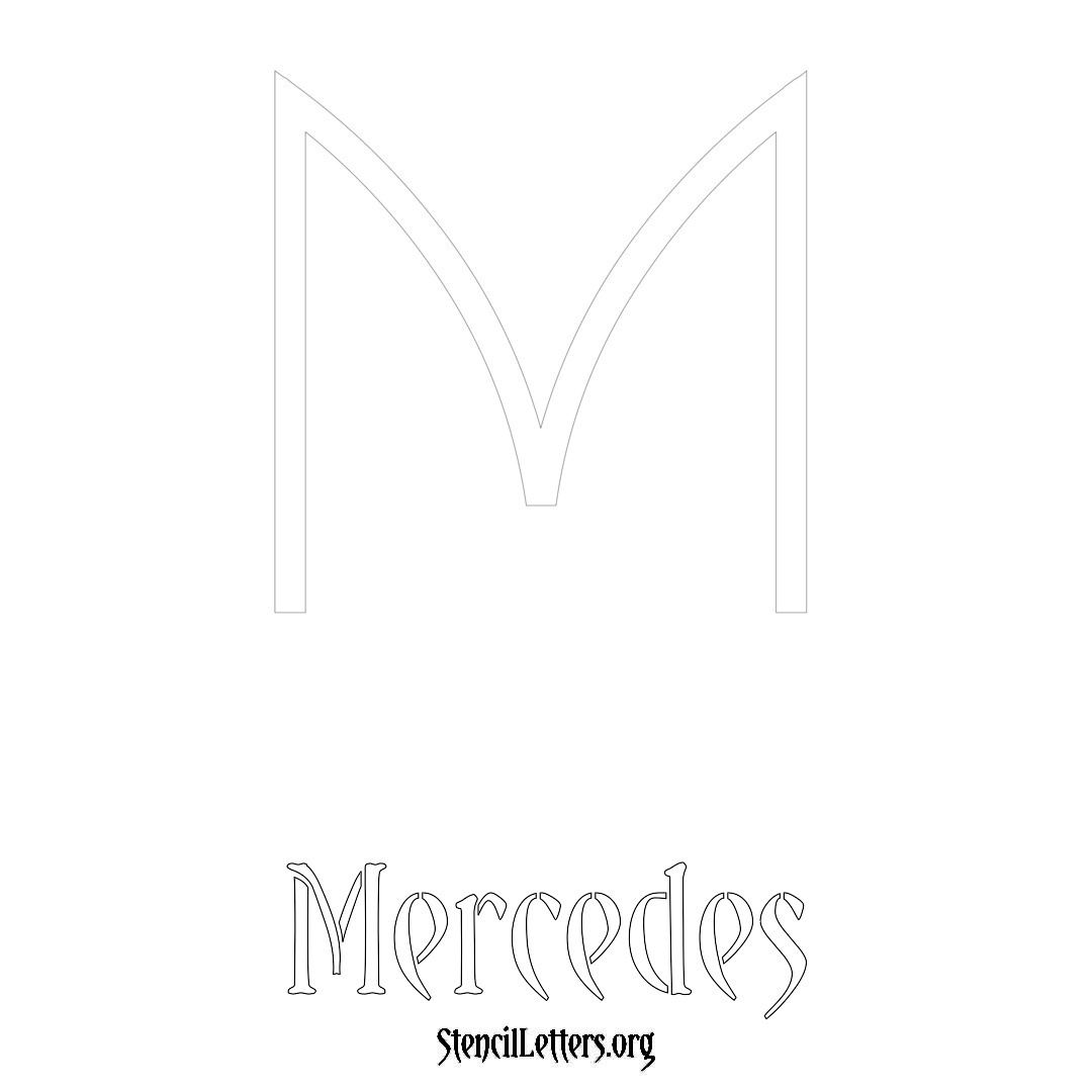 Mercedes printable name initial stencil in Simple Elegant Lettering