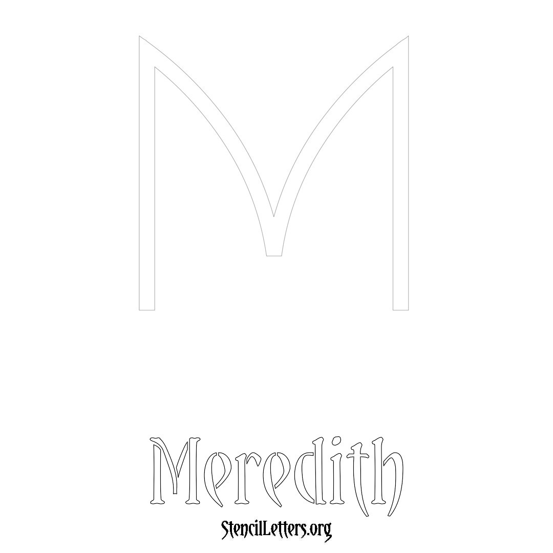 Meredith printable name initial stencil in Simple Elegant Lettering