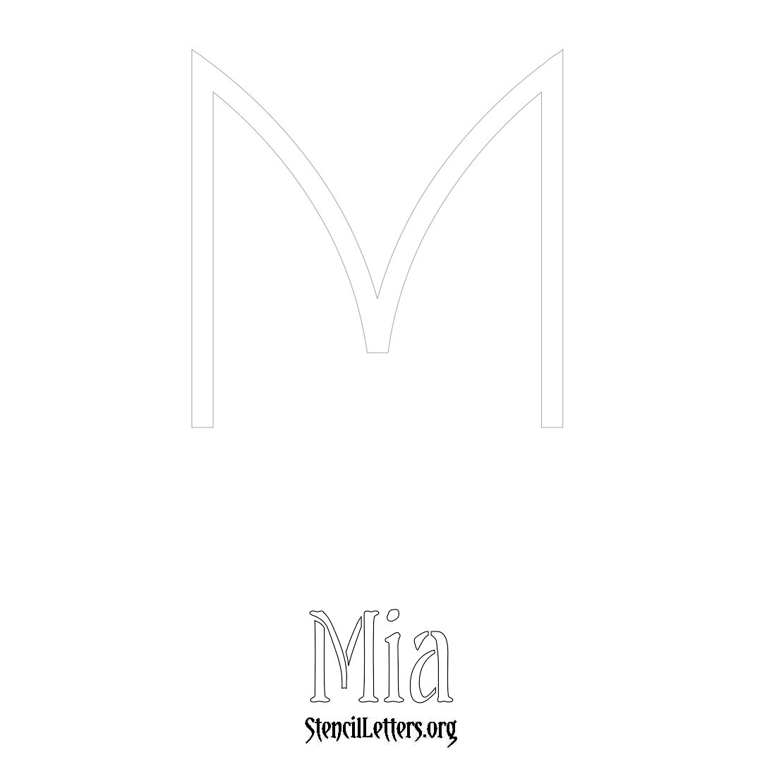 Mia printable name initial stencil in Simple Elegant Lettering