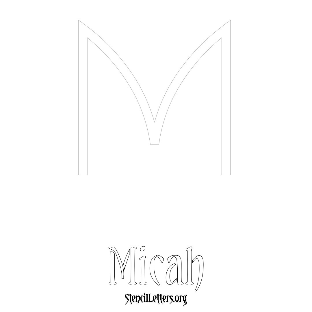 Micah printable name initial stencil in Simple Elegant Lettering