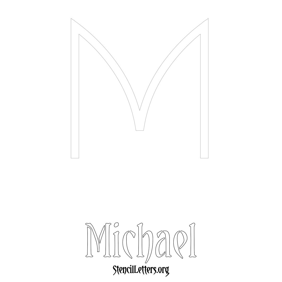 Michael printable name initial stencil in Simple Elegant Lettering