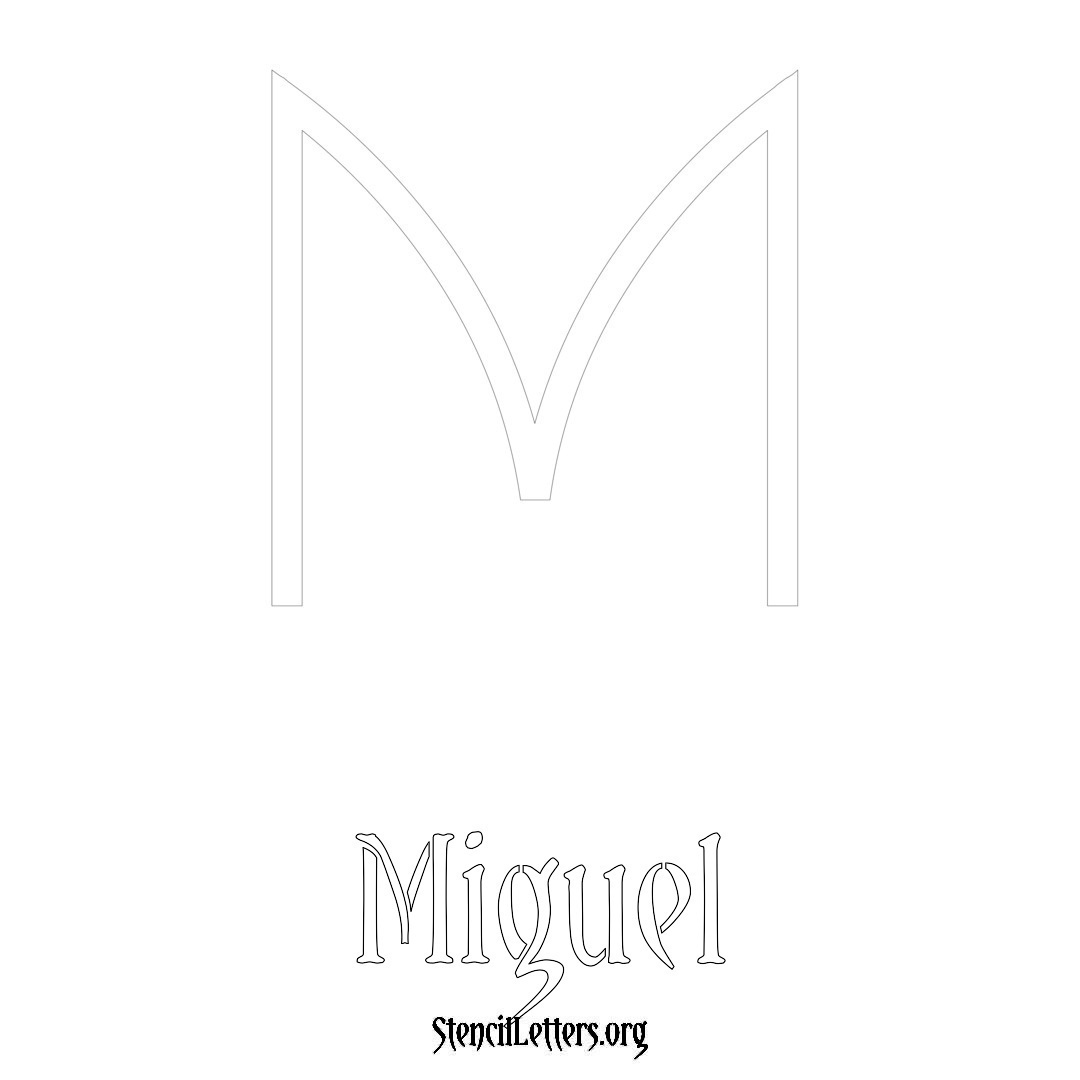 Miguel printable name initial stencil in Simple Elegant Lettering