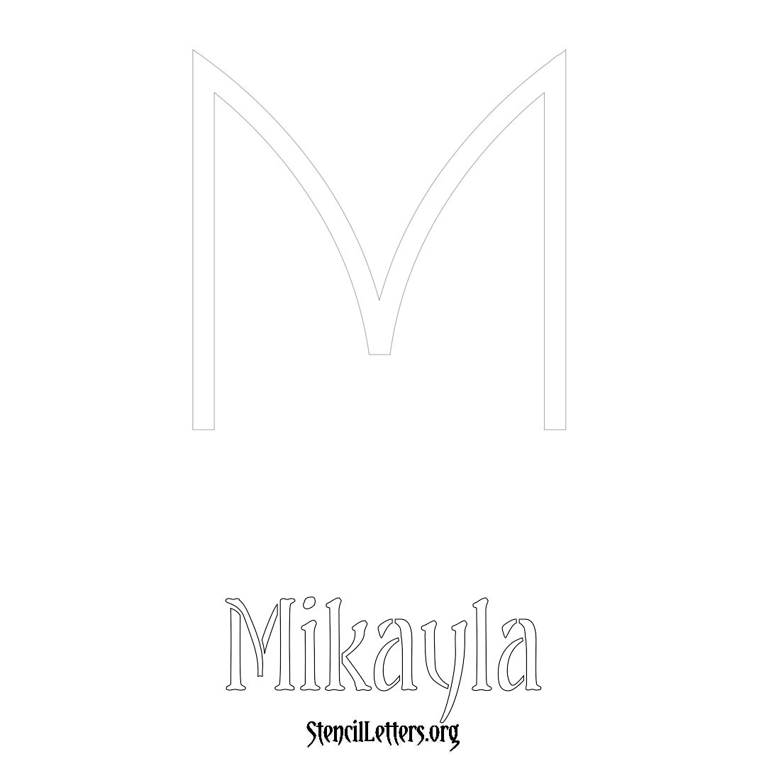 Mikayla printable name initial stencil in Simple Elegant Lettering