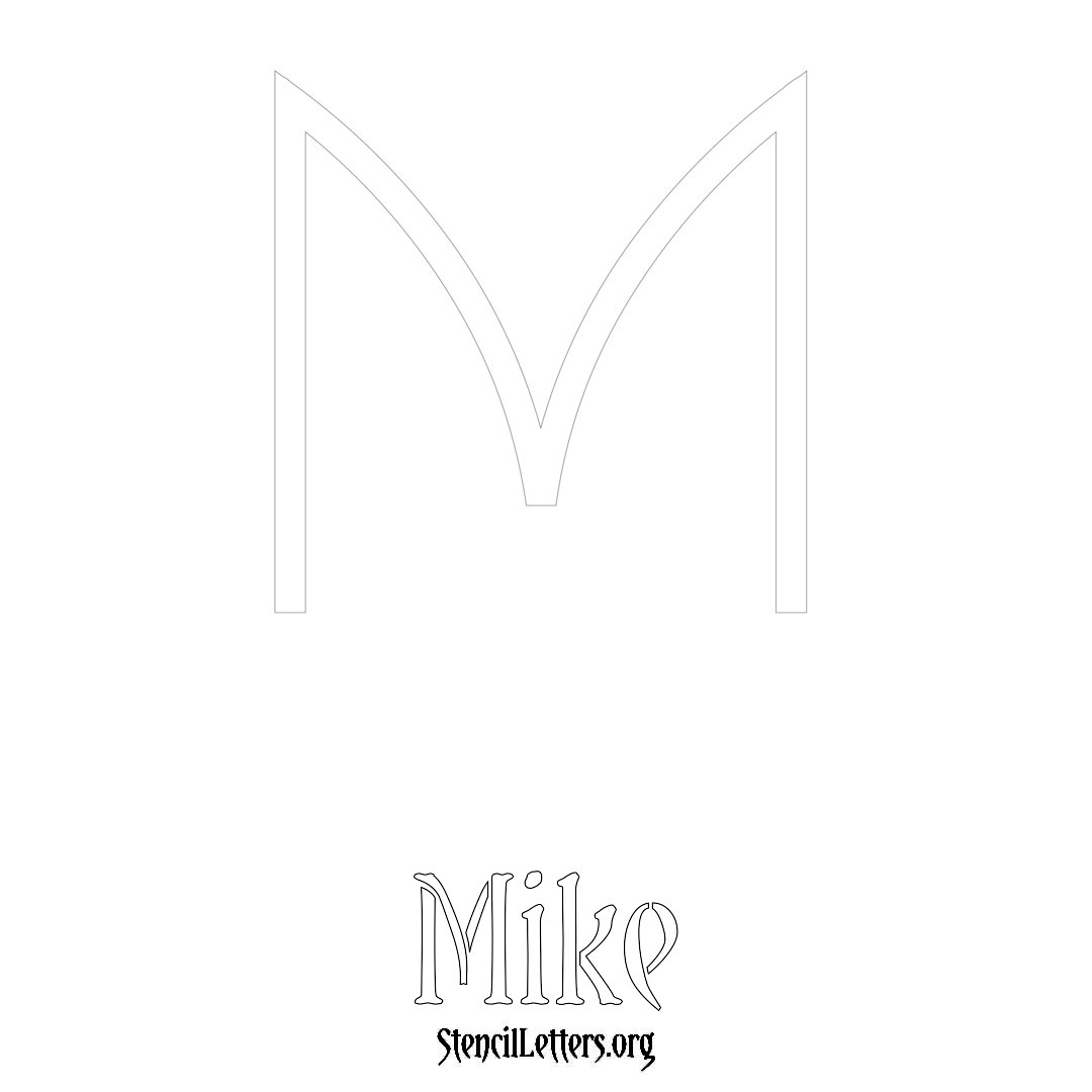 Mike printable name initial stencil in Simple Elegant Lettering