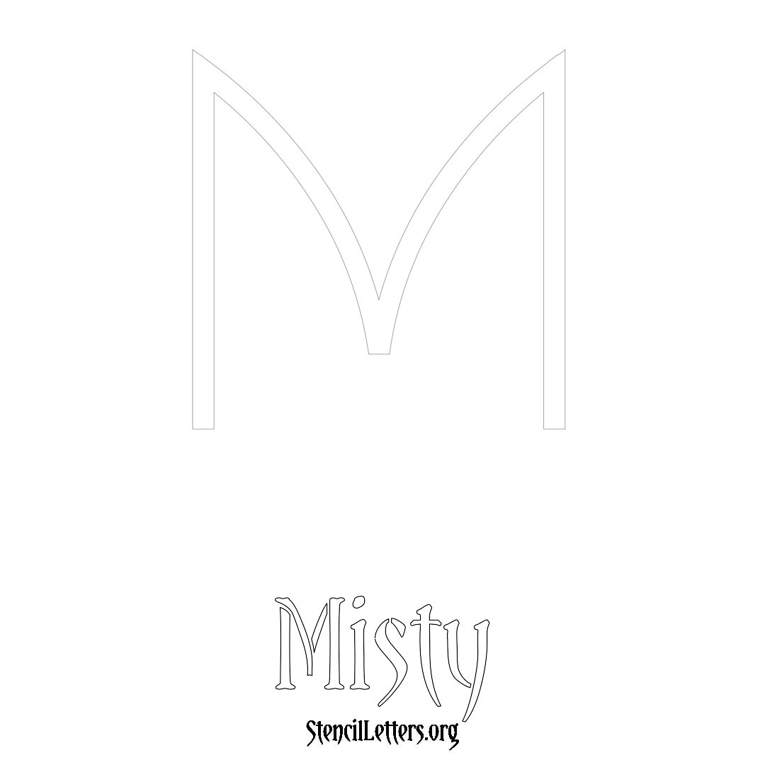 Misty printable name initial stencil in Simple Elegant Lettering