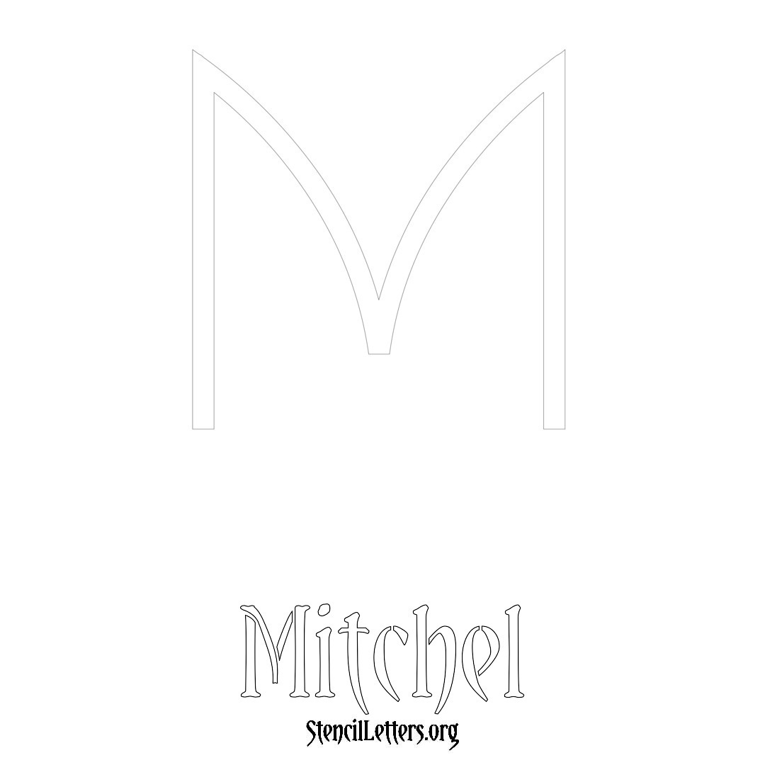 Mitchel printable name initial stencil in Simple Elegant Lettering