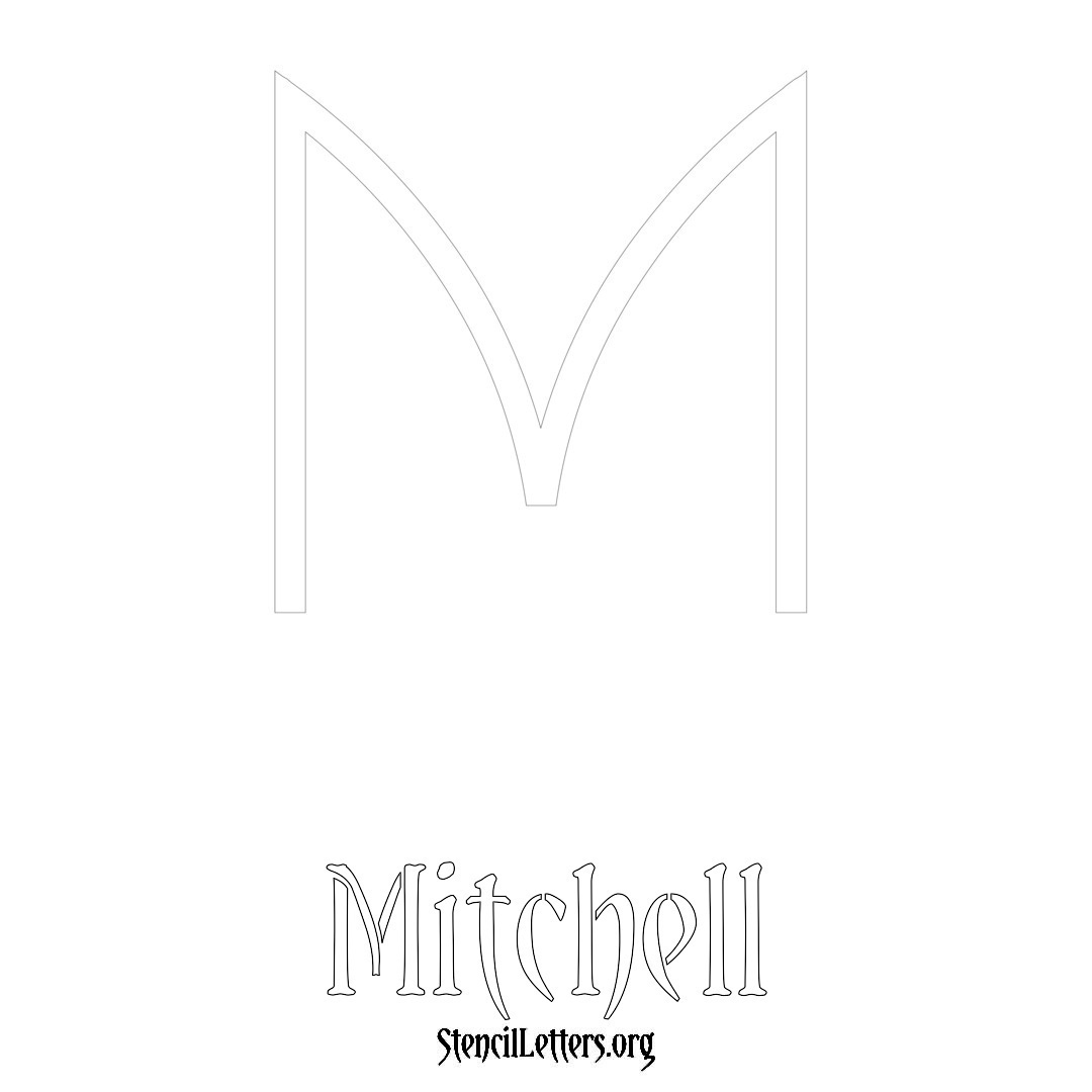 Mitchell printable name initial stencil in Simple Elegant Lettering