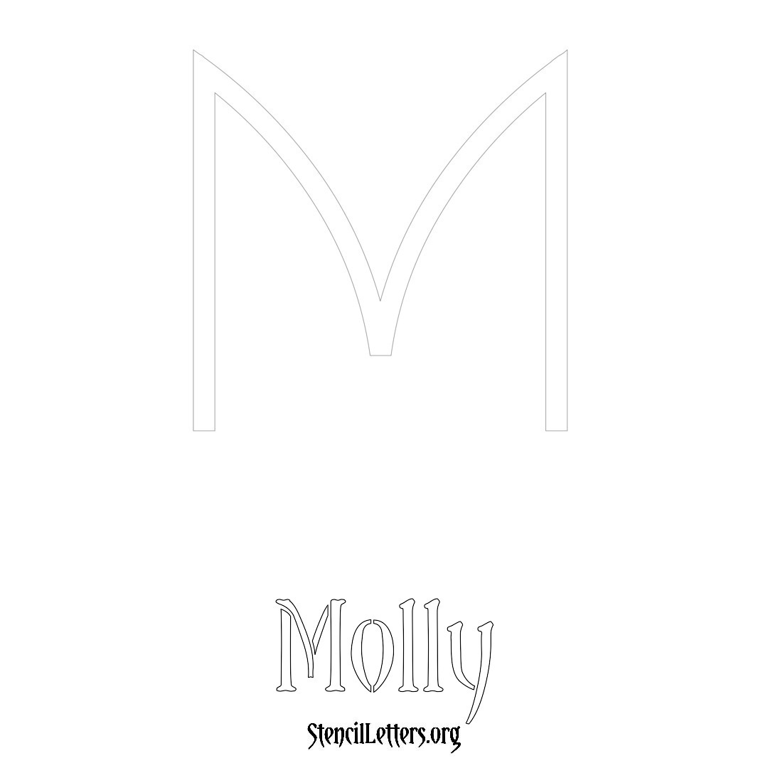 Molly printable name initial stencil in Simple Elegant Lettering