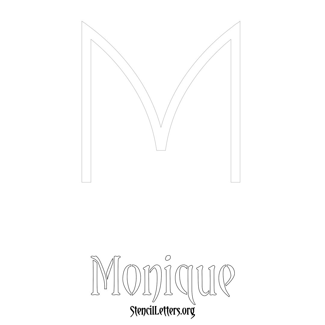 Monique printable name initial stencil in Simple Elegant Lettering