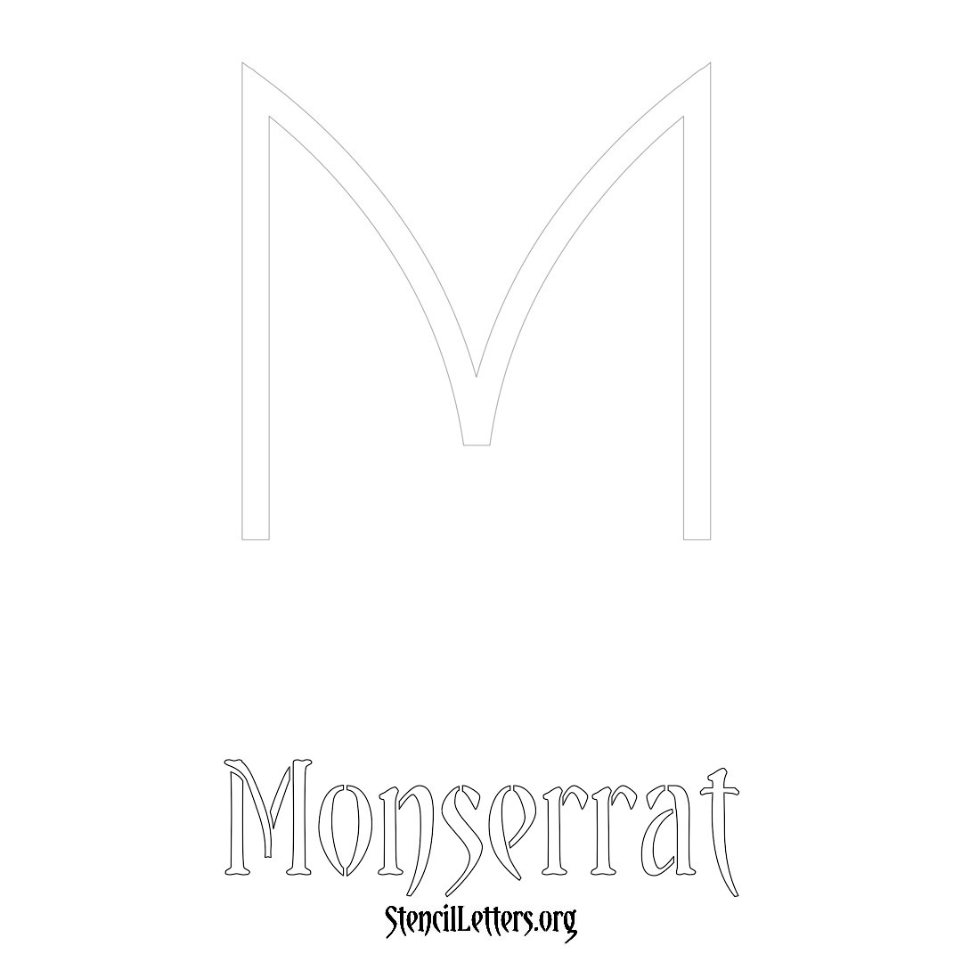 Monserrat printable name initial stencil in Simple Elegant Lettering