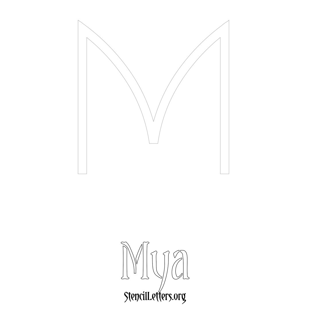 Mya printable name initial stencil in Simple Elegant Lettering