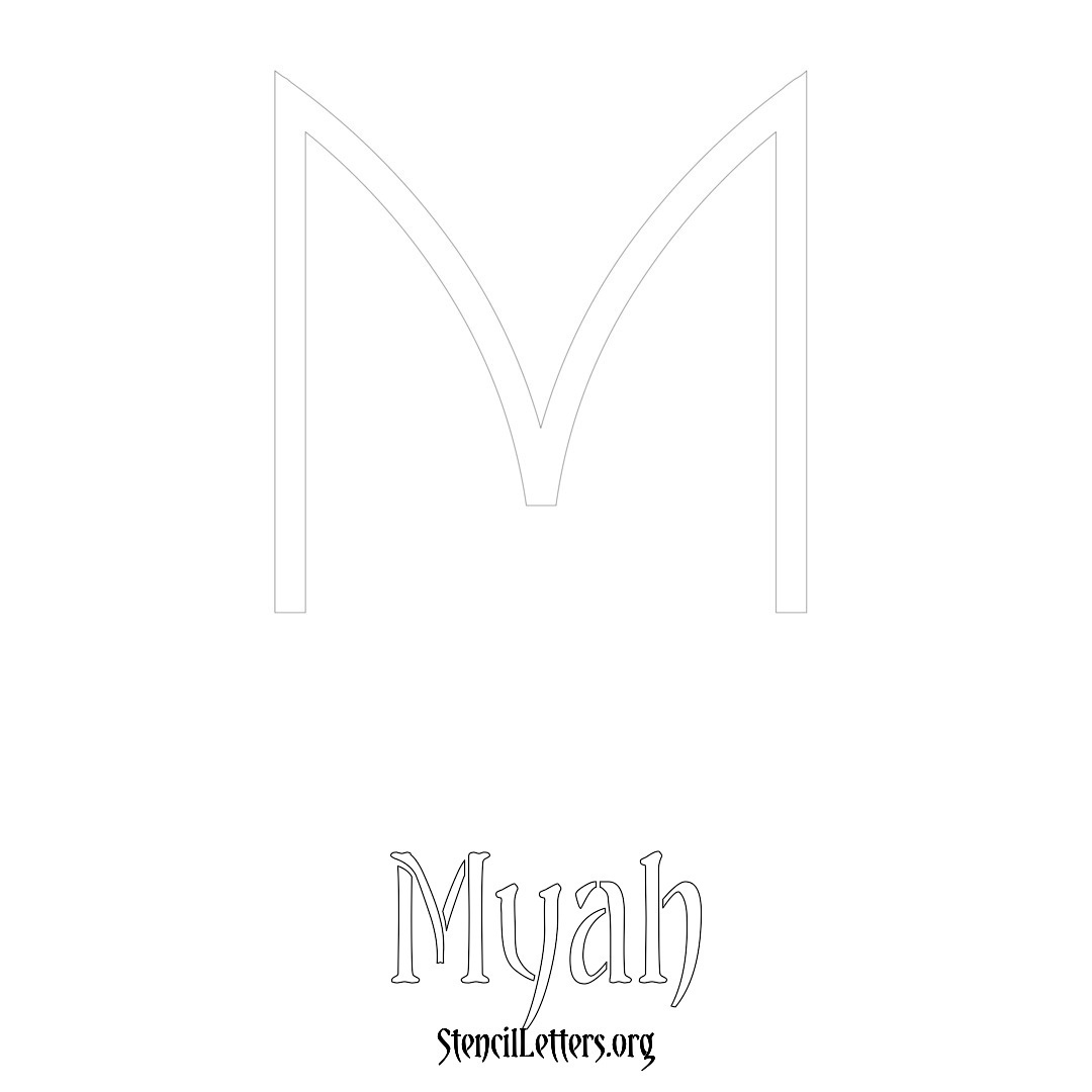 Myah printable name initial stencil in Simple Elegant Lettering