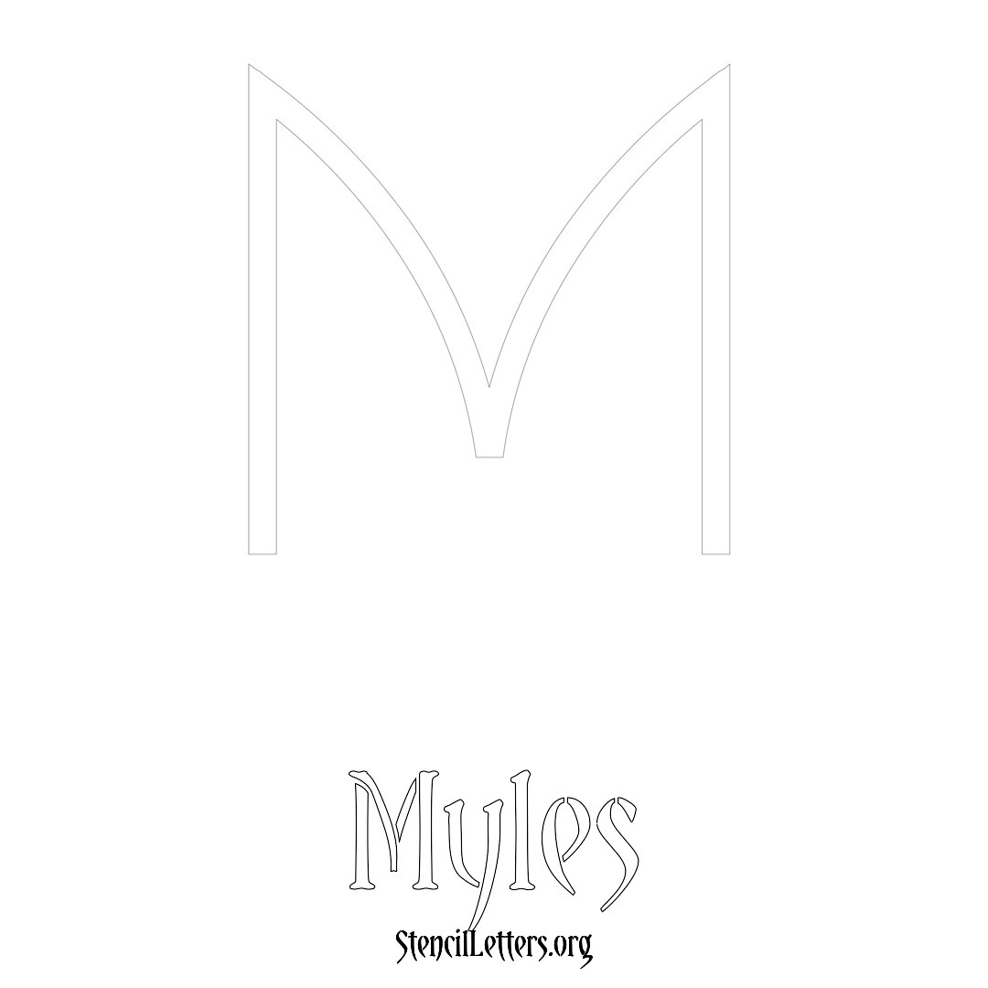 Myles printable name initial stencil in Simple Elegant Lettering