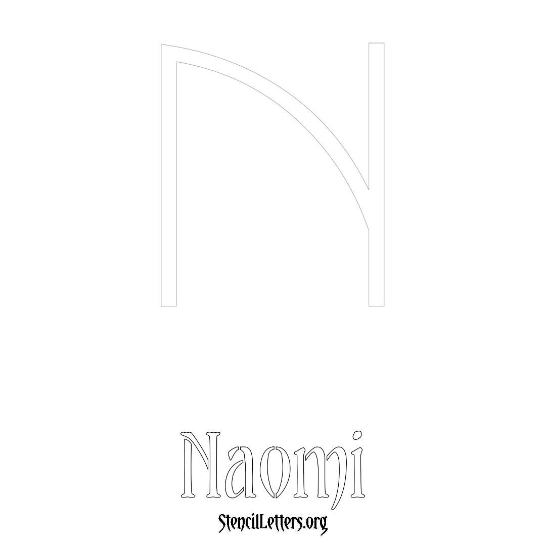 Naomi printable name initial stencil in Simple Elegant Lettering