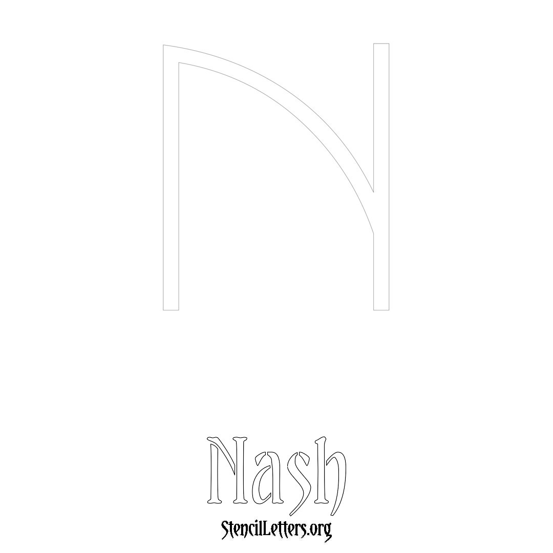 Nash printable name initial stencil in Simple Elegant Lettering