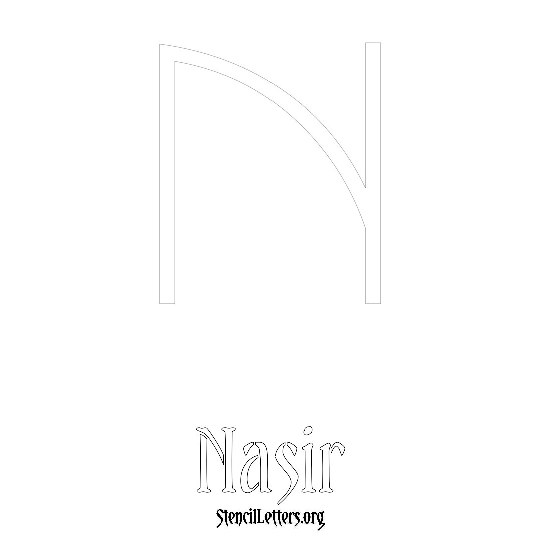 Nasir printable name initial stencil in Simple Elegant Lettering