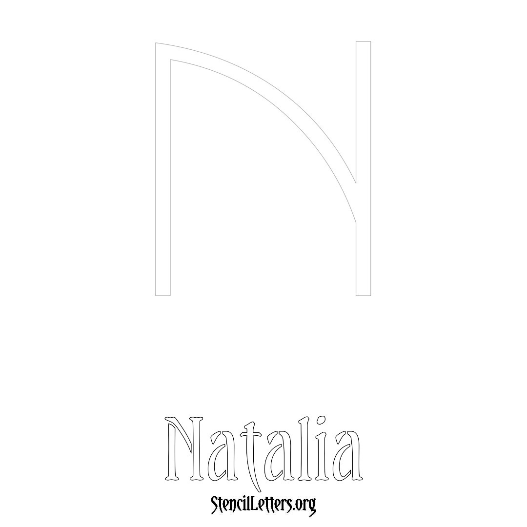 Natalia printable name initial stencil in Simple Elegant Lettering