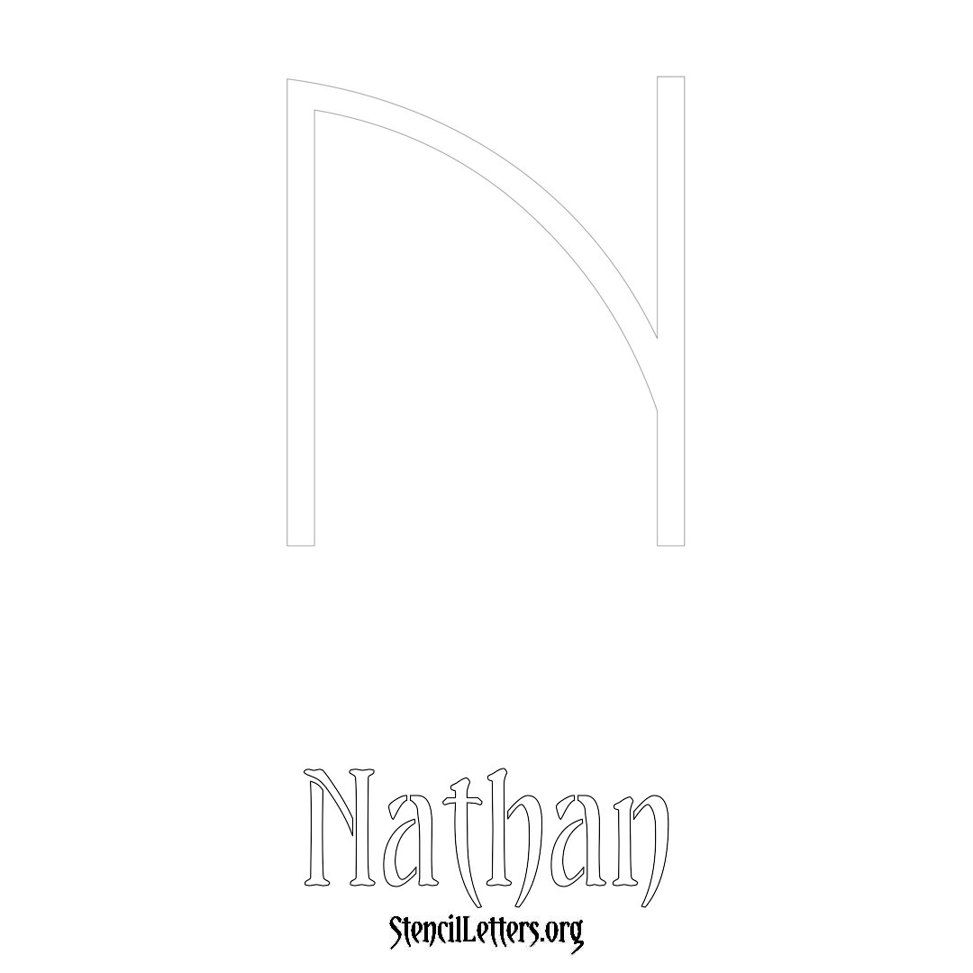 Nathan printable name initial stencil in Simple Elegant Lettering