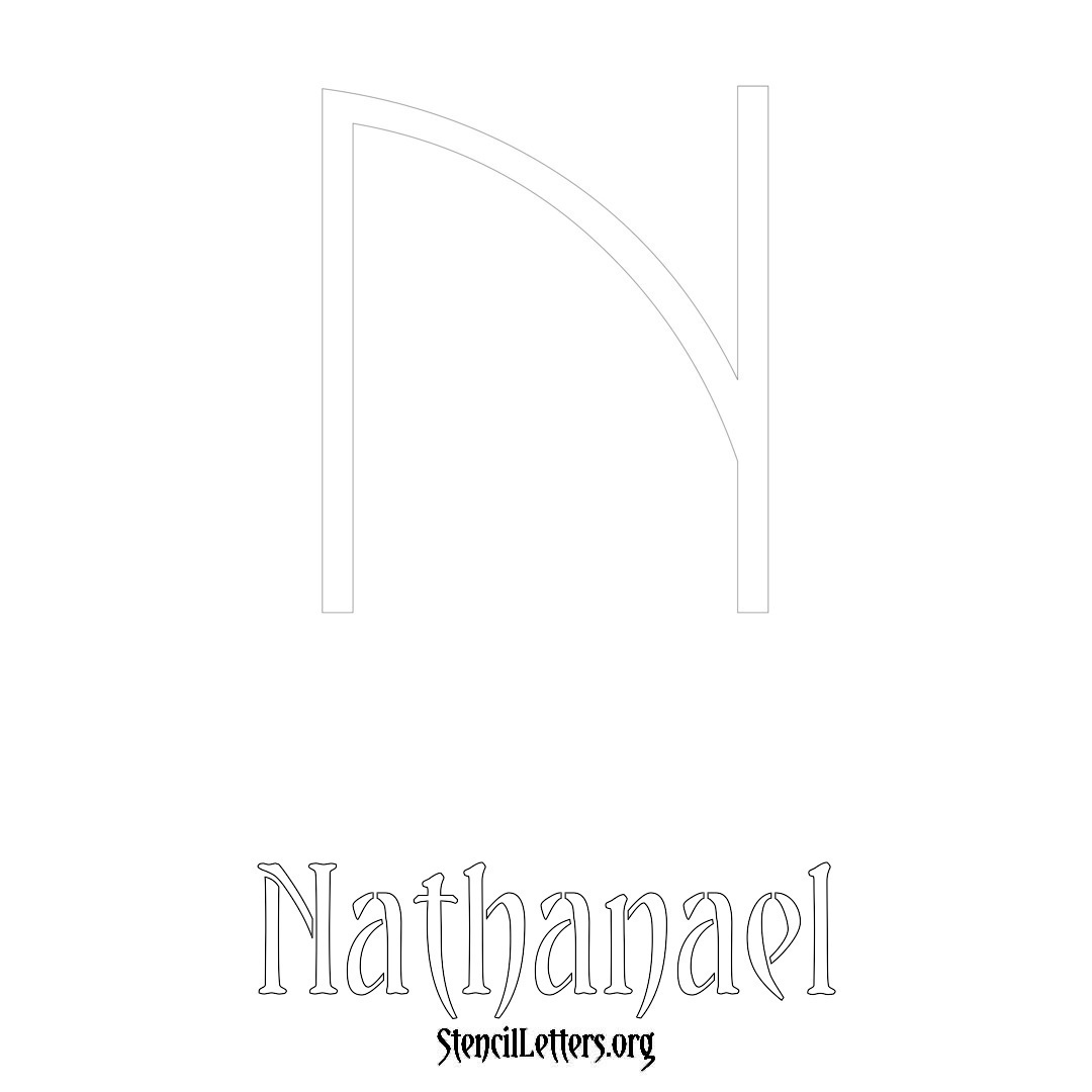 Nathanael printable name initial stencil in Simple Elegant Lettering