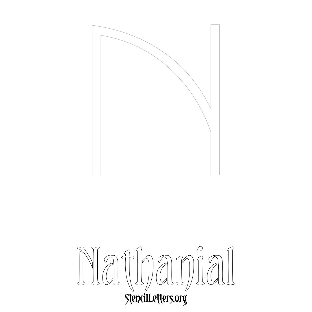 Nathanial printable name initial stencil in Simple Elegant Lettering