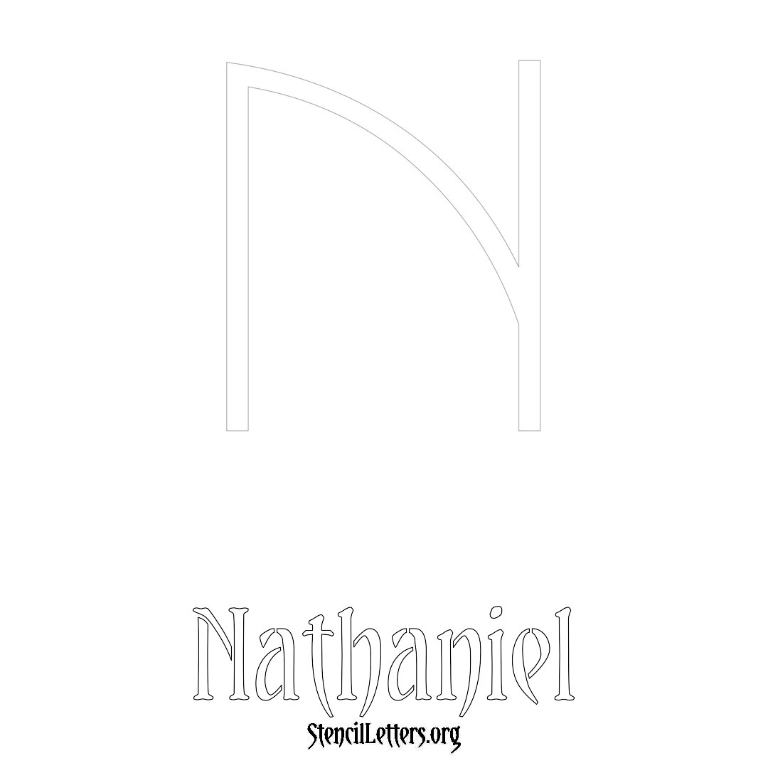 Nathaniel printable name initial stencil in Simple Elegant Lettering