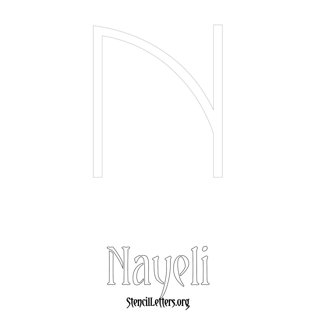 Nayeli printable name initial stencil in Simple Elegant Lettering