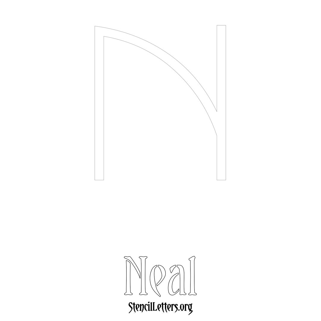 Neal printable name initial stencil in Simple Elegant Lettering