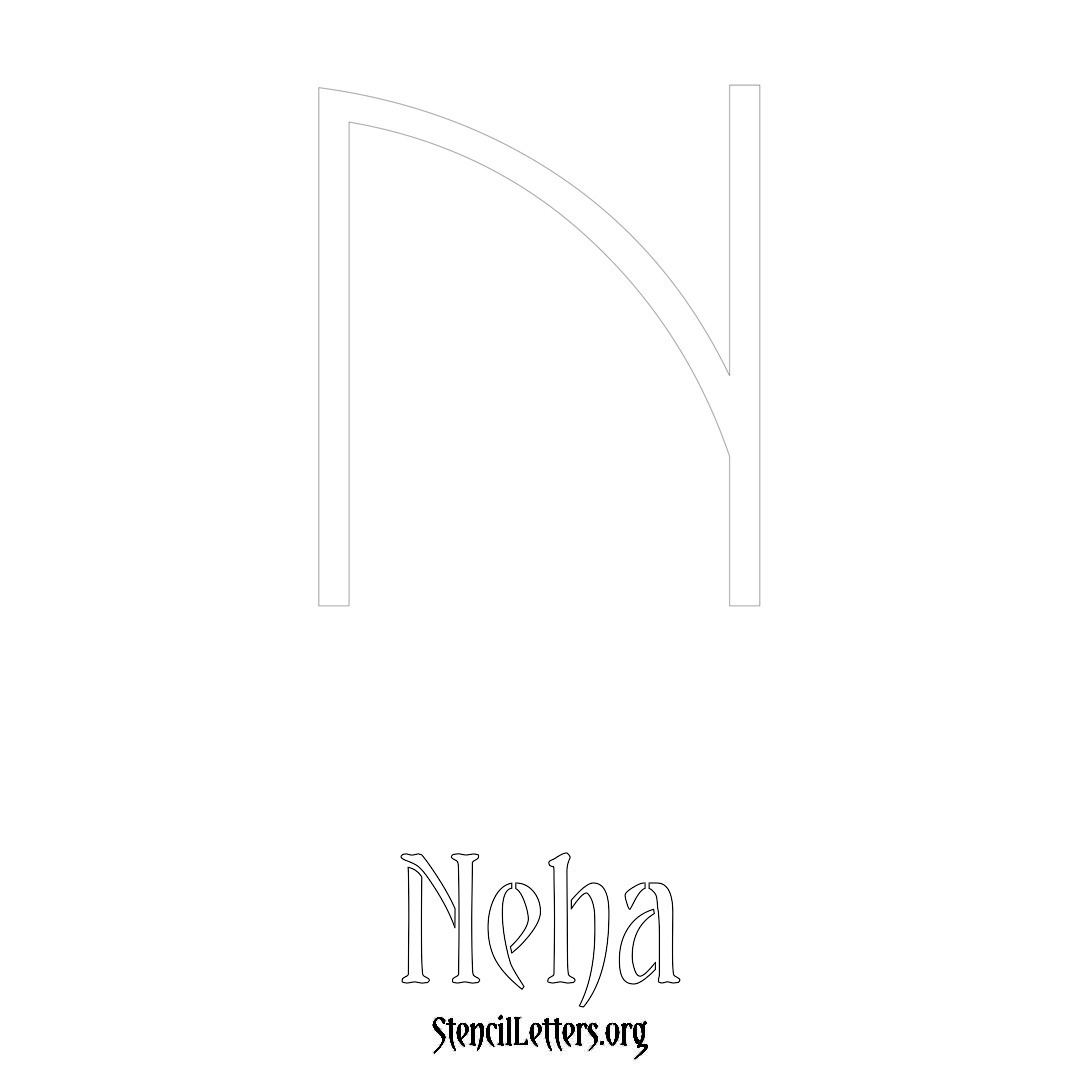 Neha printable name initial stencil in Simple Elegant Lettering
