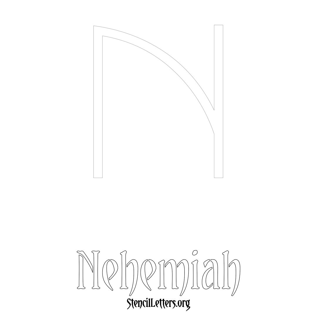Nehemiah printable name initial stencil in Simple Elegant Lettering