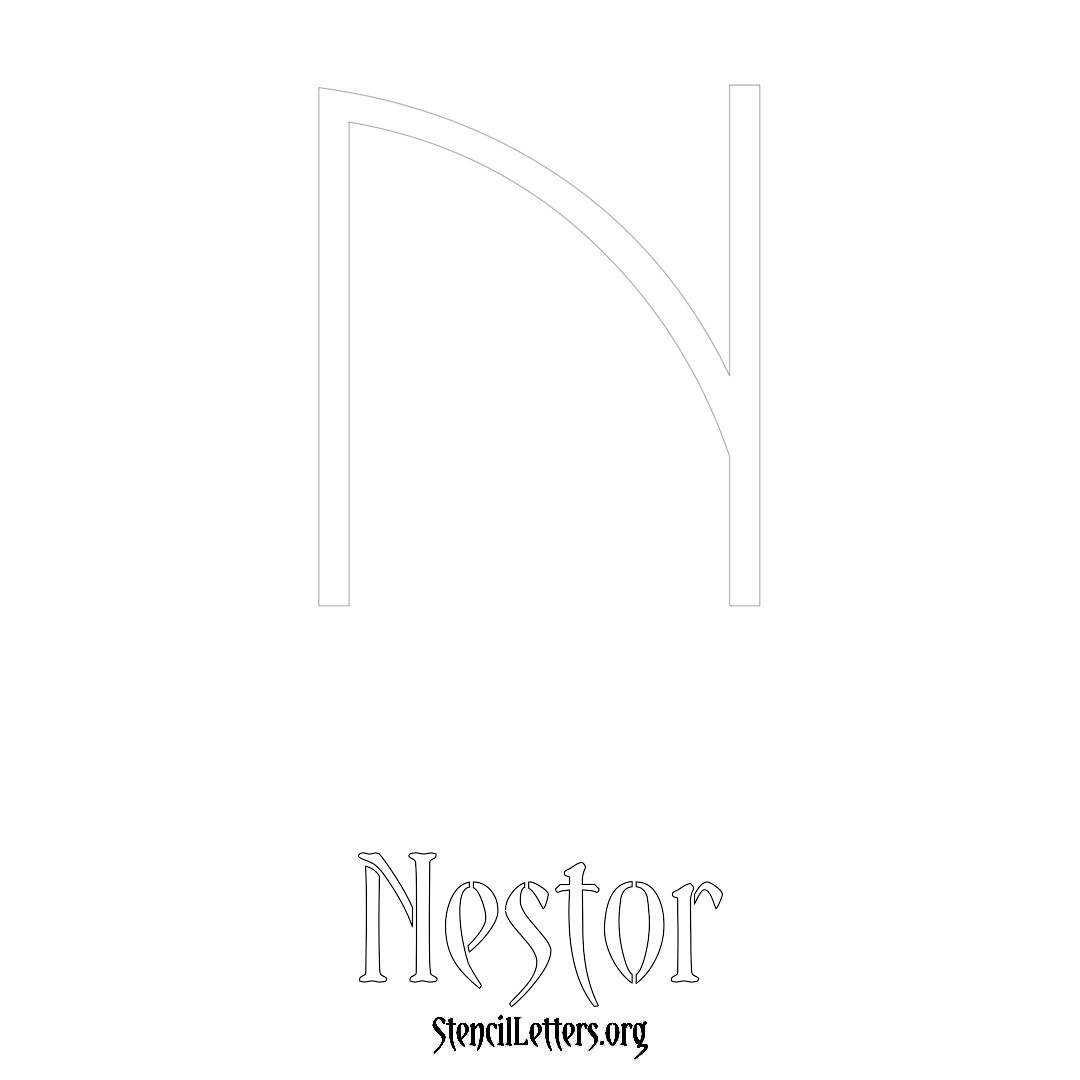 Nestor printable name initial stencil in Simple Elegant Lettering