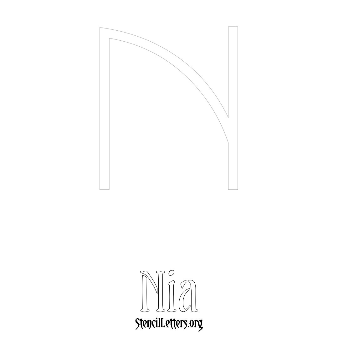 Nia printable name initial stencil in Simple Elegant Lettering