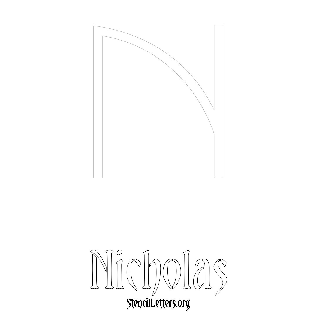 Nicholas printable name initial stencil in Simple Elegant Lettering