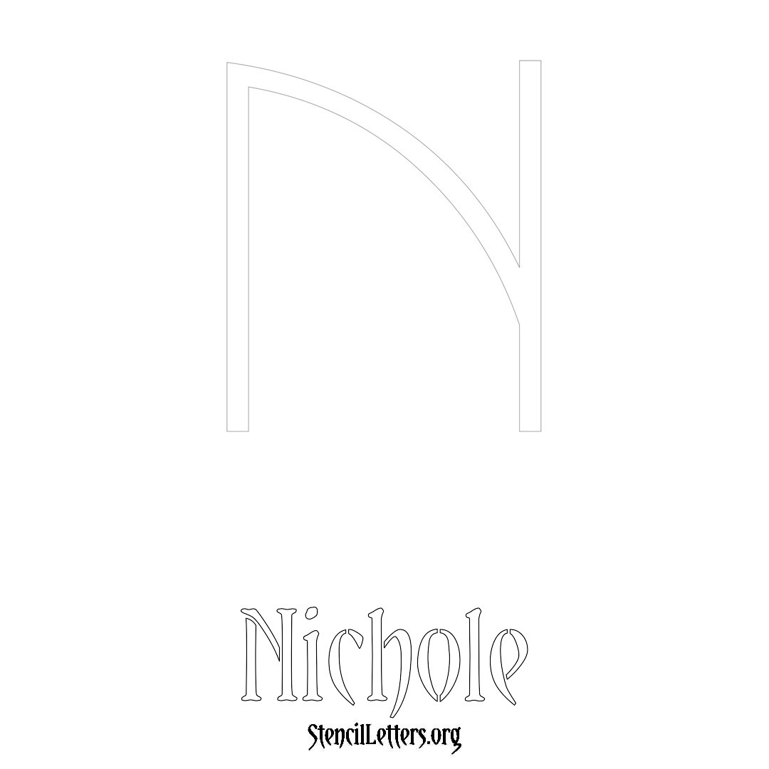 Nichole printable name initial stencil in Simple Elegant Lettering