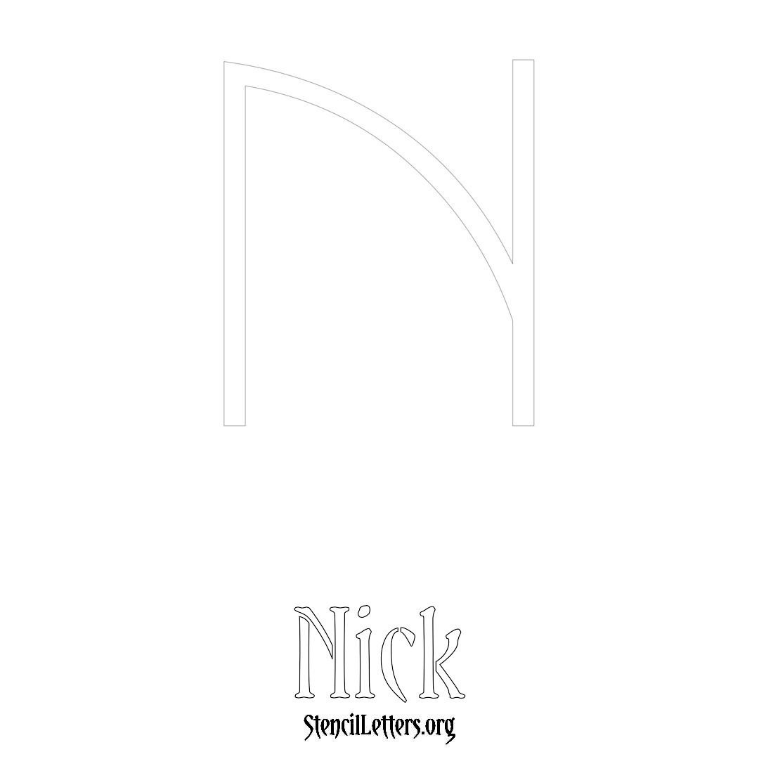 Nick printable name initial stencil in Simple Elegant Lettering