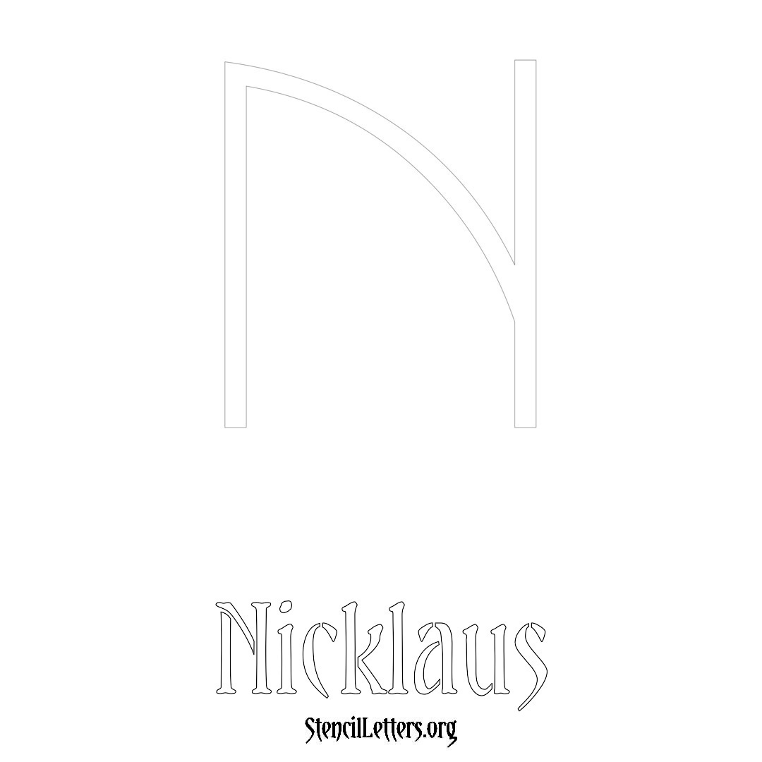 Nicklaus printable name initial stencil in Simple Elegant Lettering