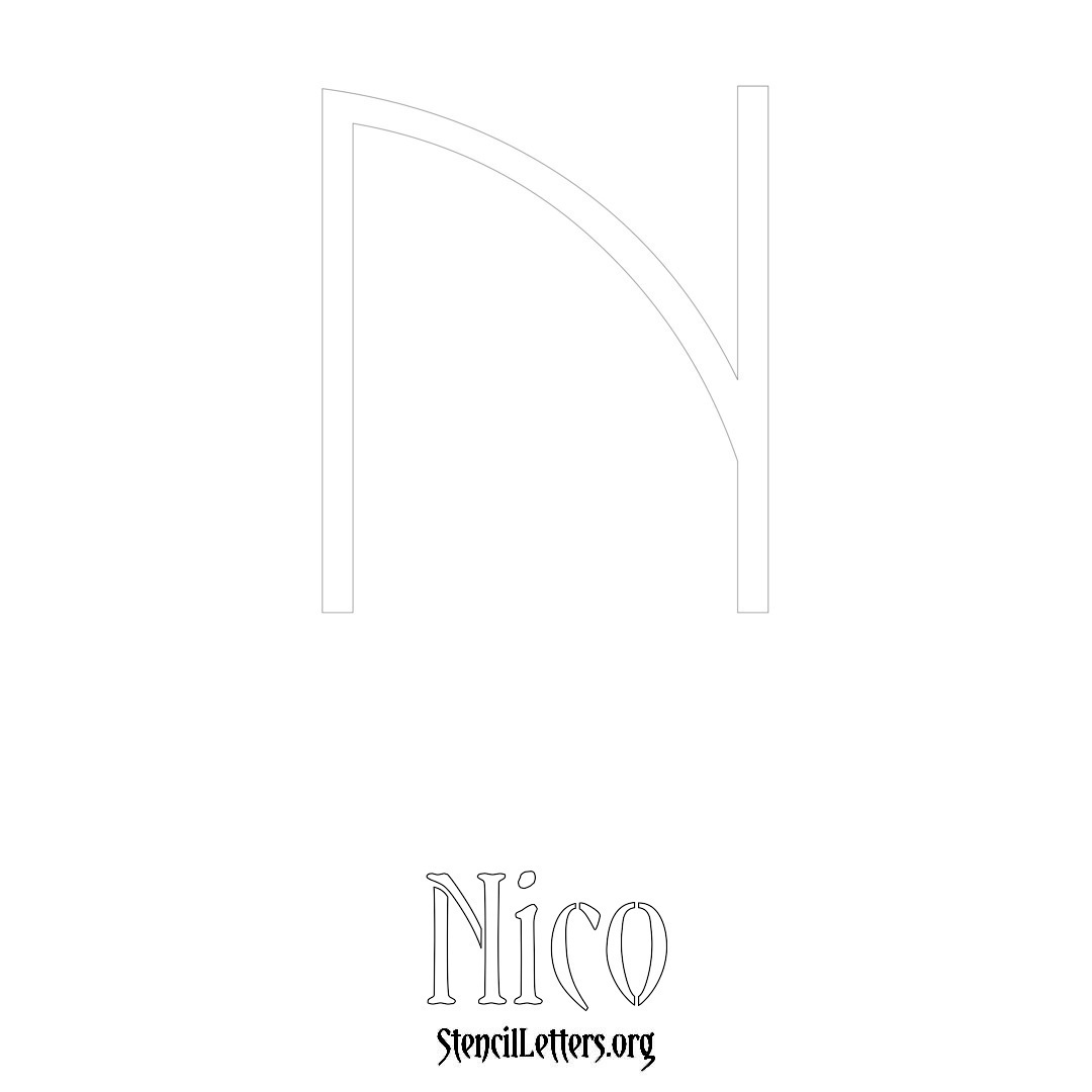 Nico printable name initial stencil in Simple Elegant Lettering