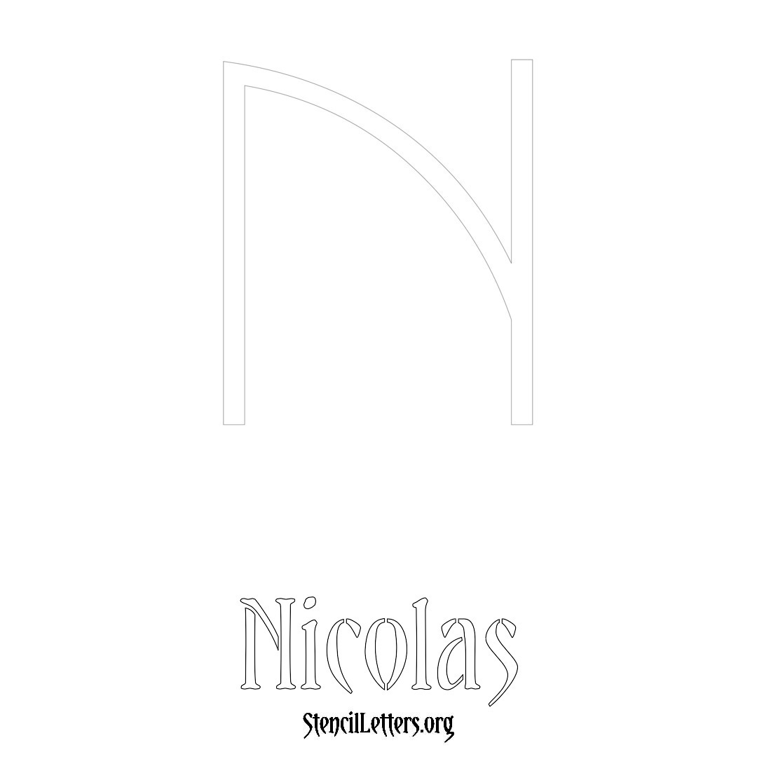 Nicolas printable name initial stencil in Simple Elegant Lettering