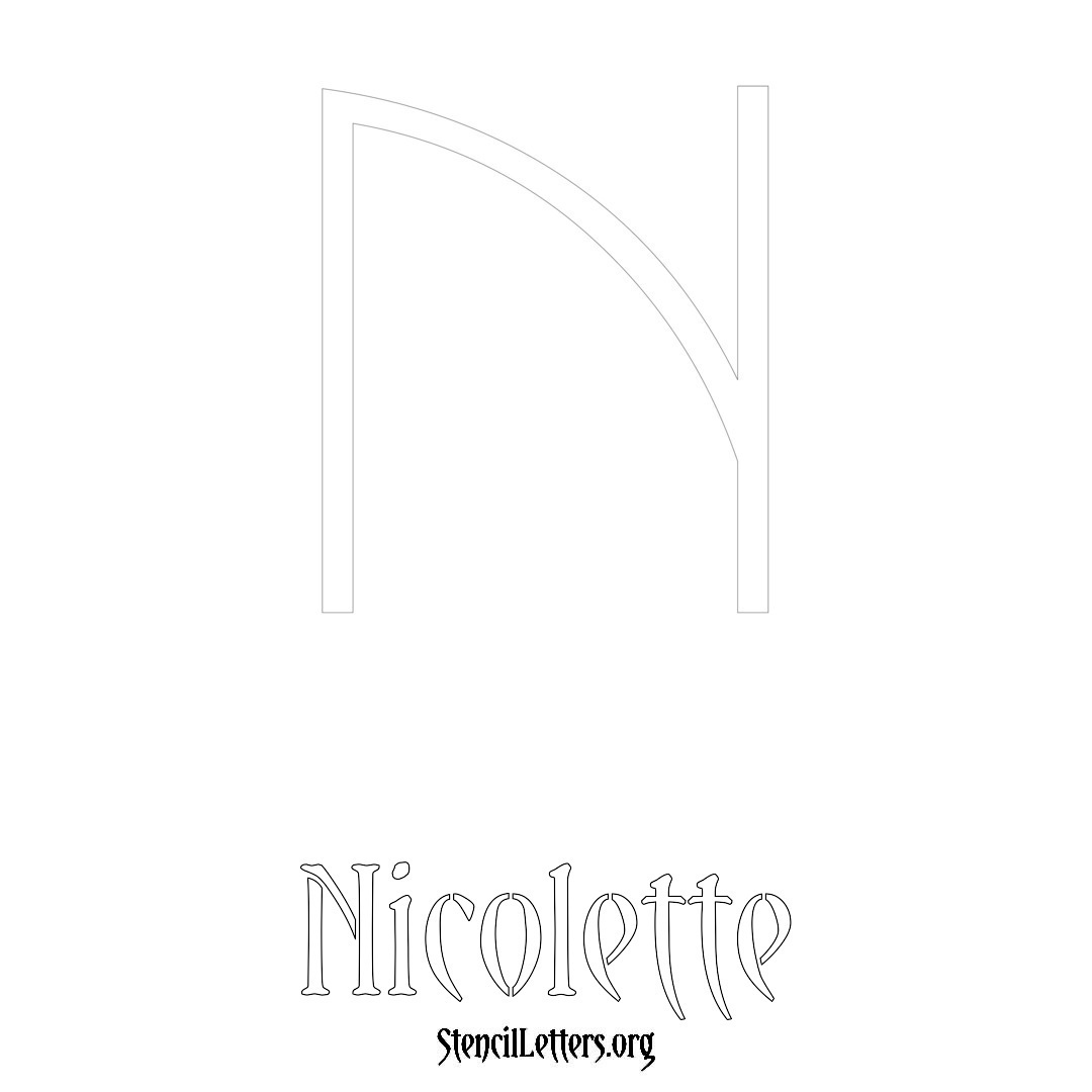 Nicolette printable name initial stencil in Simple Elegant Lettering