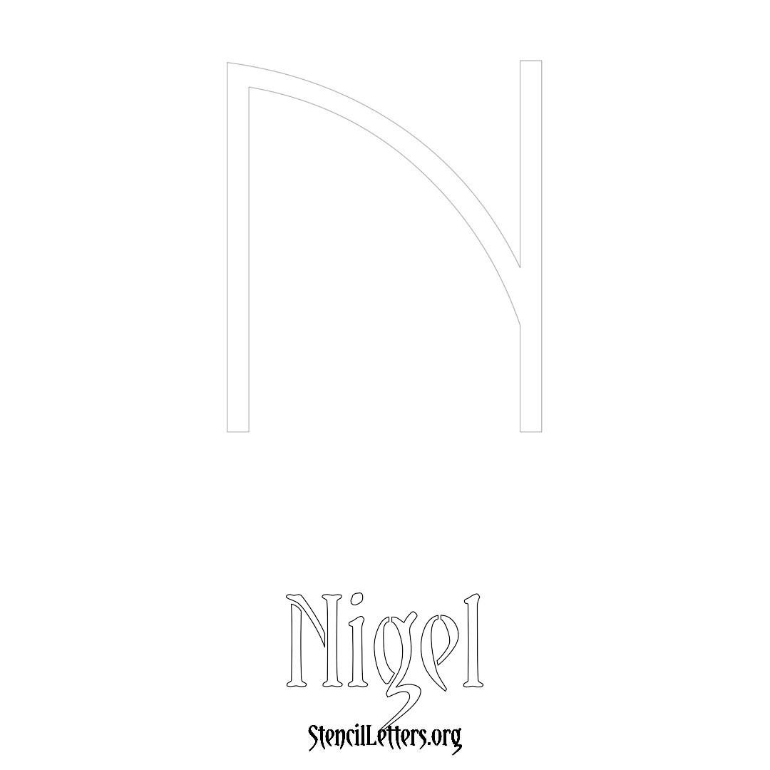 Nigel printable name initial stencil in Simple Elegant Lettering