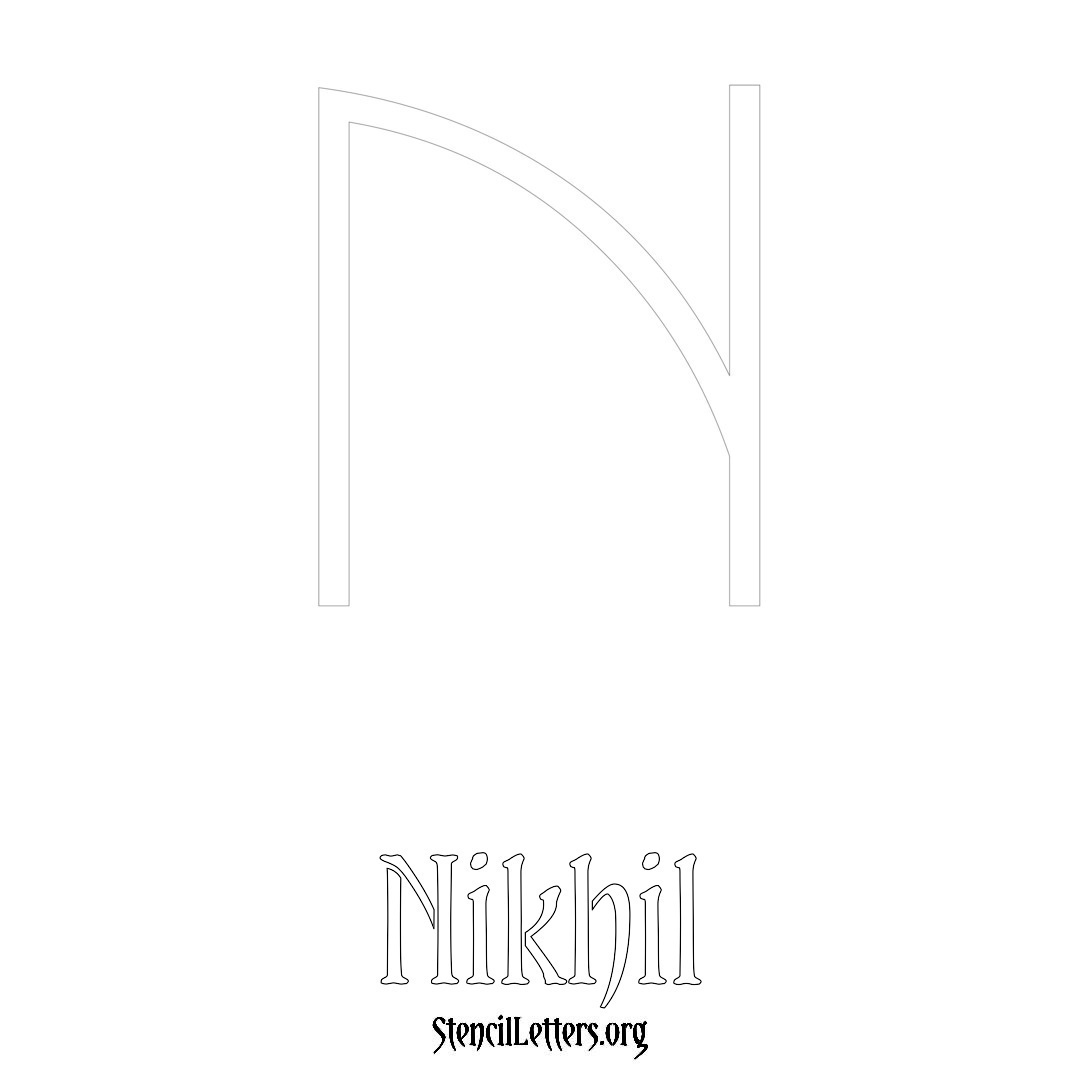 Nikhil printable name initial stencil in Simple Elegant Lettering