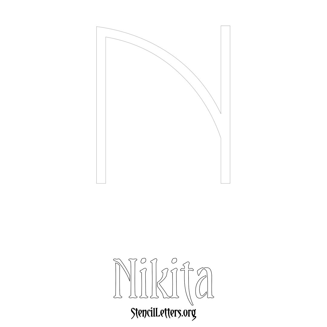 Nikita printable name initial stencil in Simple Elegant Lettering