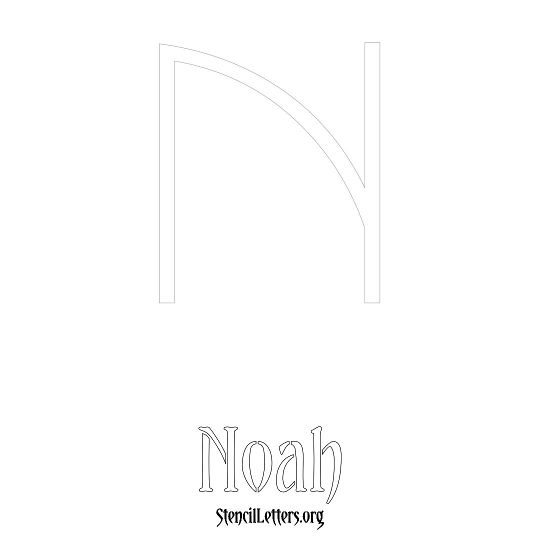 Noah printable name initial stencil in Simple Elegant Lettering