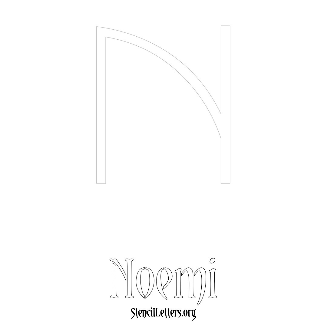 Noemi printable name initial stencil in Simple Elegant Lettering