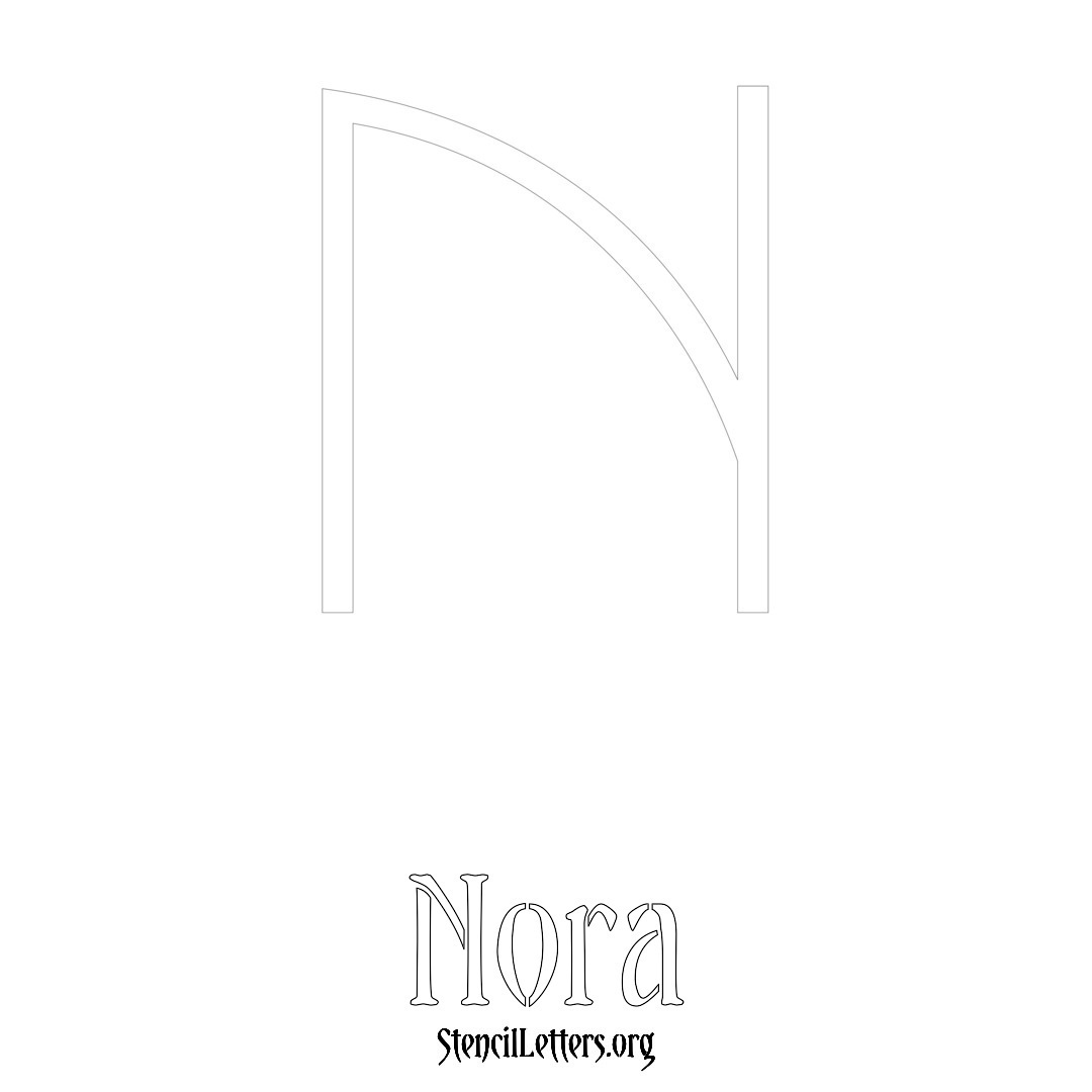 Nora printable name initial stencil in Simple Elegant Lettering