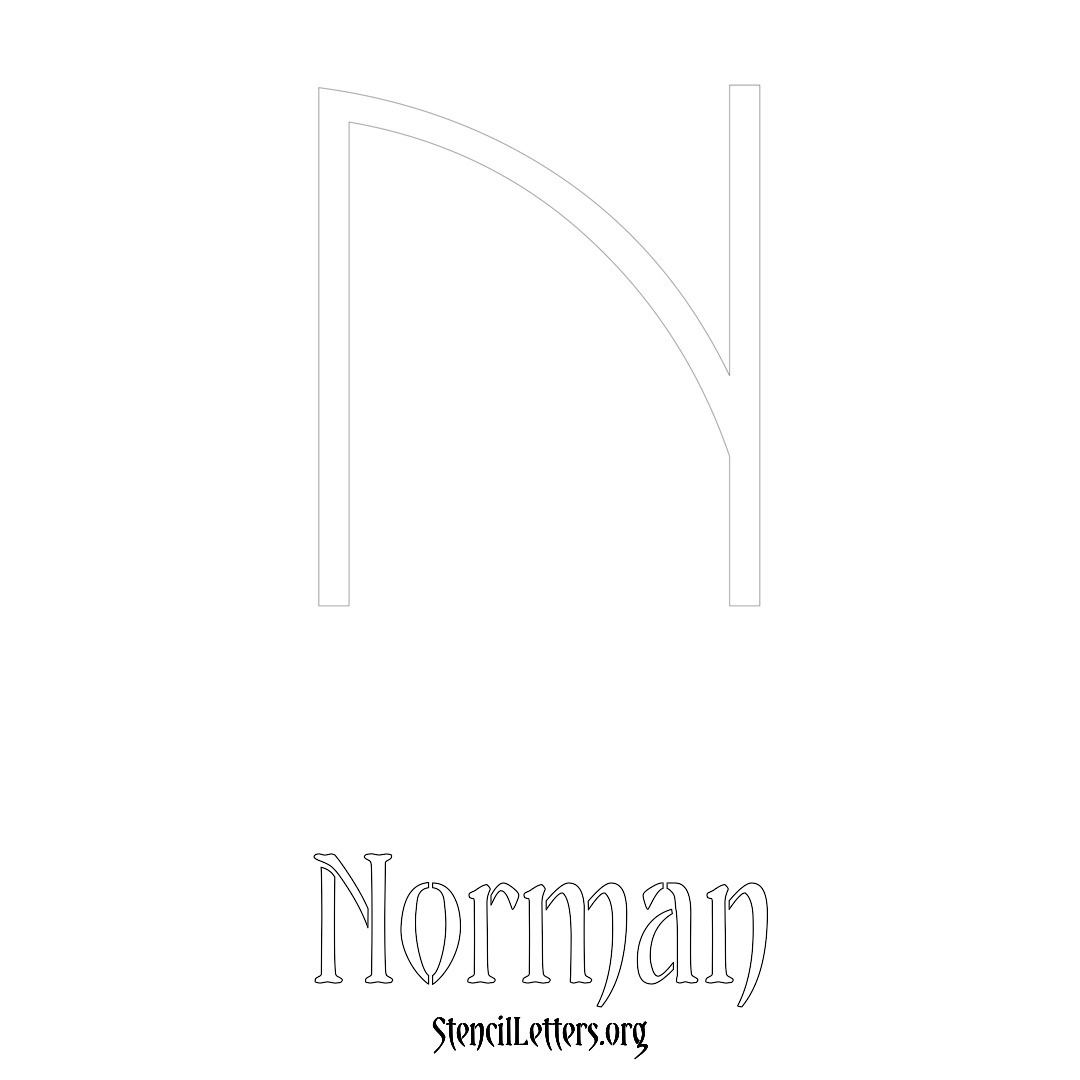 Norman printable name initial stencil in Simple Elegant Lettering