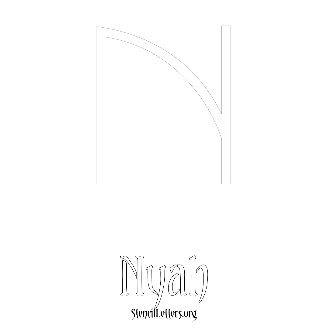 Nyah printable name initial stencil in Simple Elegant Lettering