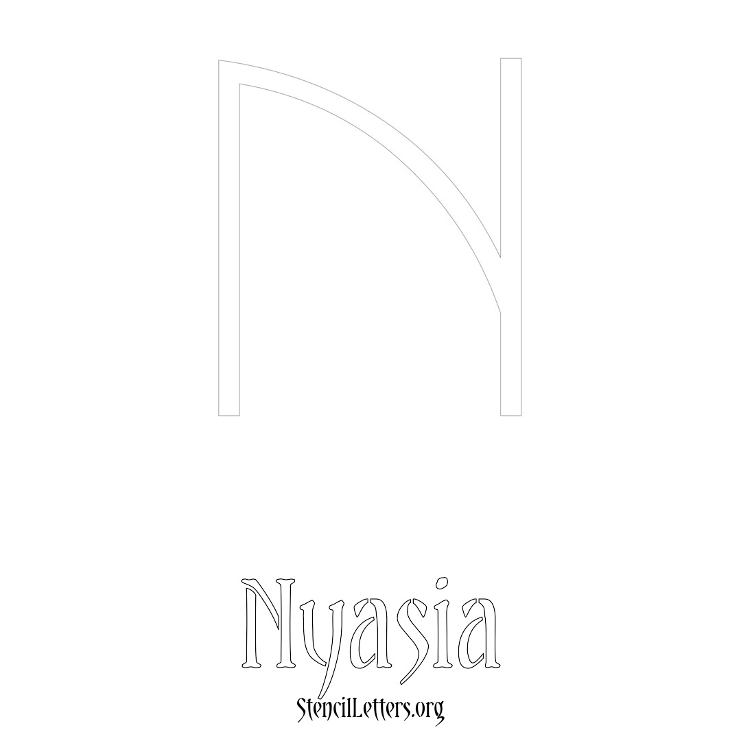 Nyasia printable name initial stencil in Simple Elegant Lettering