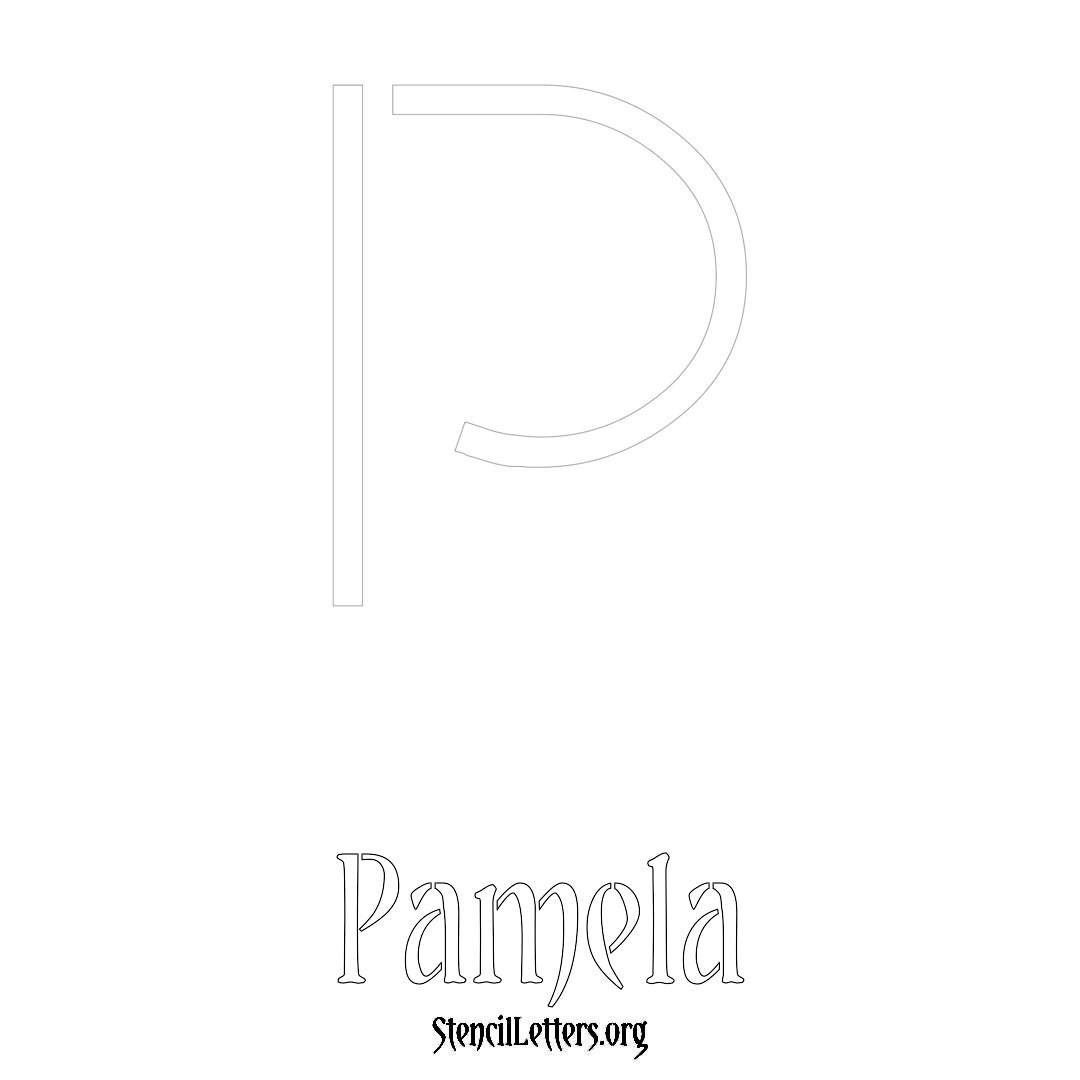 Pamela printable name initial stencil in Simple Elegant Lettering