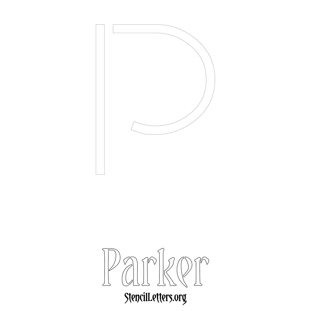 Parker printable name initial stencil in Simple Elegant Lettering